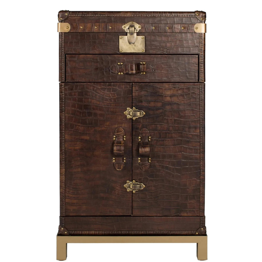 Vintage Genuine Leather Wine Cabinet LUXURY CROCODILE