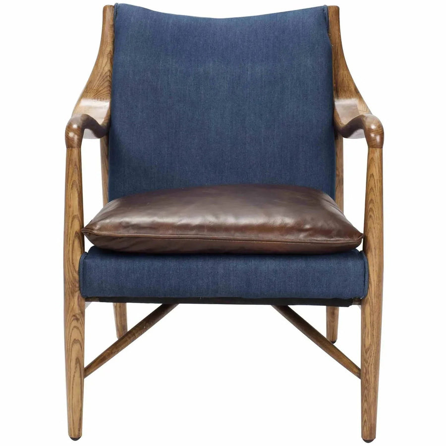 Vintage Jeans Fabric And Genuine Leather 1 Seater Sofa COWBOY