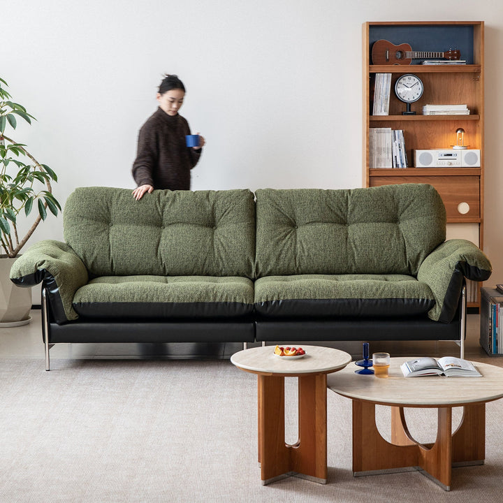 Vintage microfiber leather and fabric 2 seater sofa oasis environmental situation.