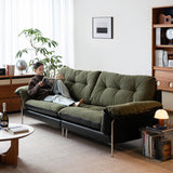 Vintage microfiber leather and fabric 4 seater sofa oasis primary product view.