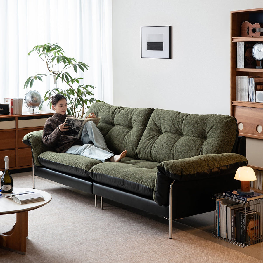 Bauhaus microfiber leather and fabric 4 seater sofa oasis primary product view.