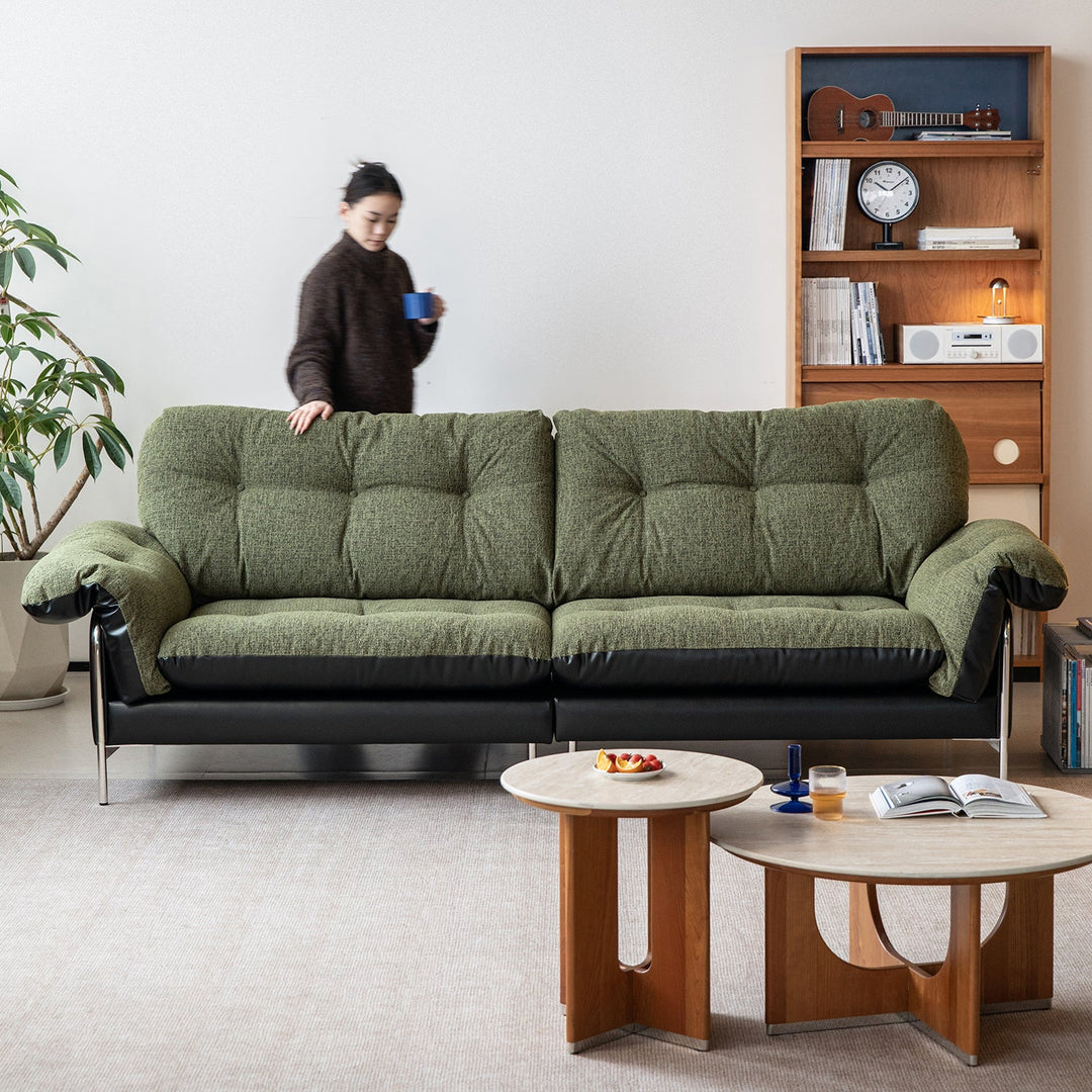 Vintage microfiber leather and fabric 4 seater sofa oasis environmental situation.