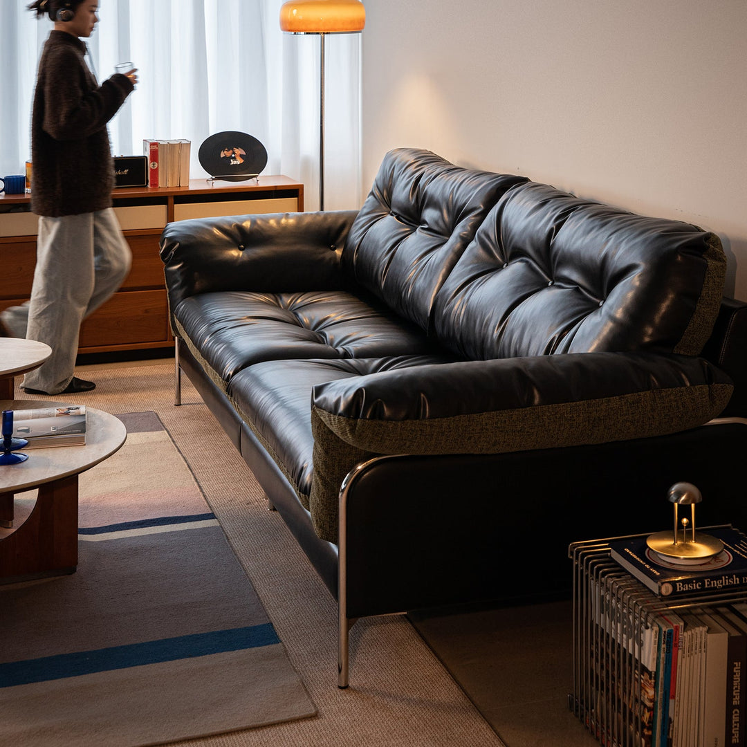 Vintage microfiber leather and fabric 4 seater sofa oasis conceptual design.