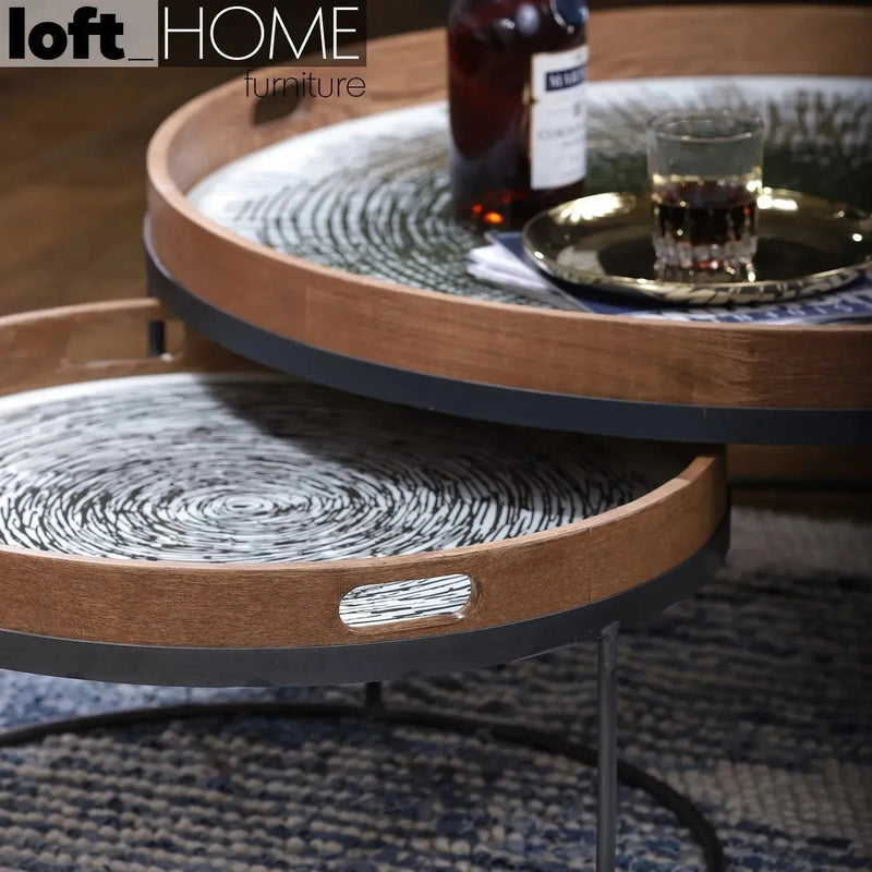 Industrial oak wood coffee table art situational feels.