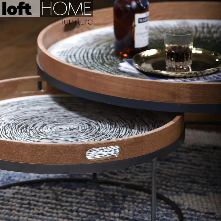 Industrial oak wood coffee table art situational feels.