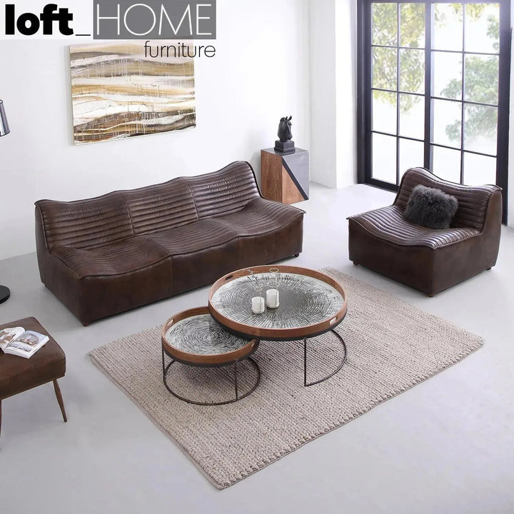 Industrial oak wood coffee table art in details.