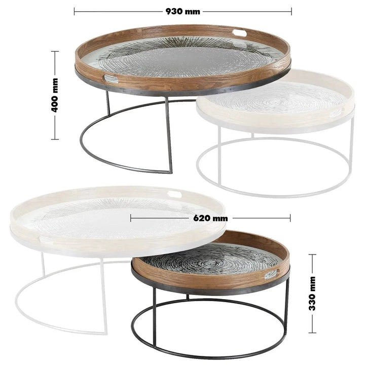 Industrial oak wood coffee table art size charts.