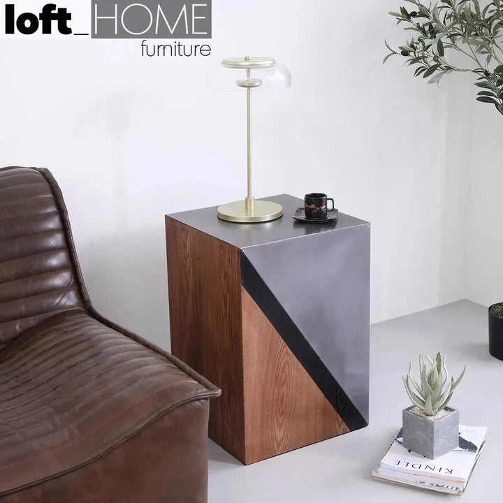 Vintage Oak Wood Side Table VINTAGE