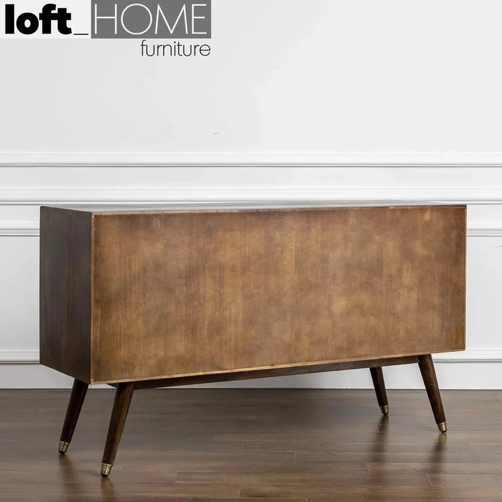 Vintage poplar wood drawer cabinet leon in real life style.