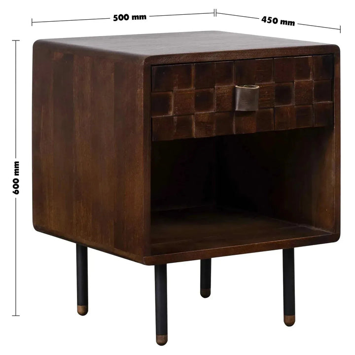 Vintage poplar wood side table leon size charts.