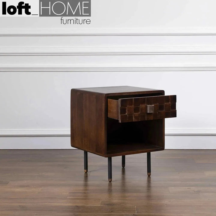Vintage poplar wood side table leon material variants.