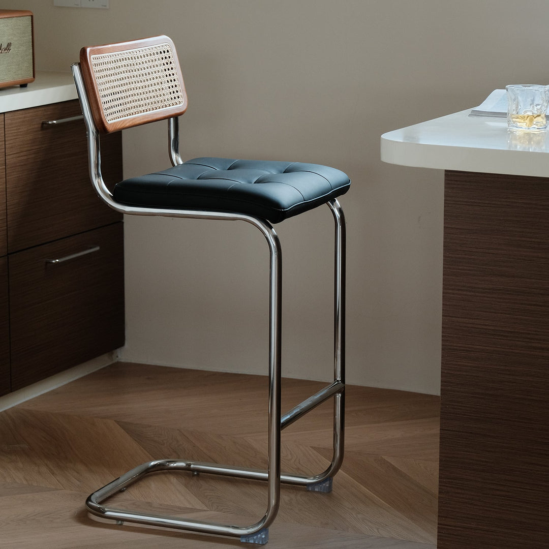 Vintage Rattan PU Leather Bar Chair HOH XIL