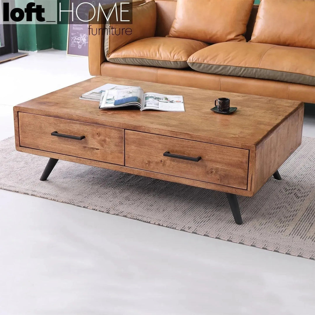 Industrial rubber wood coffee table serb color swatches.