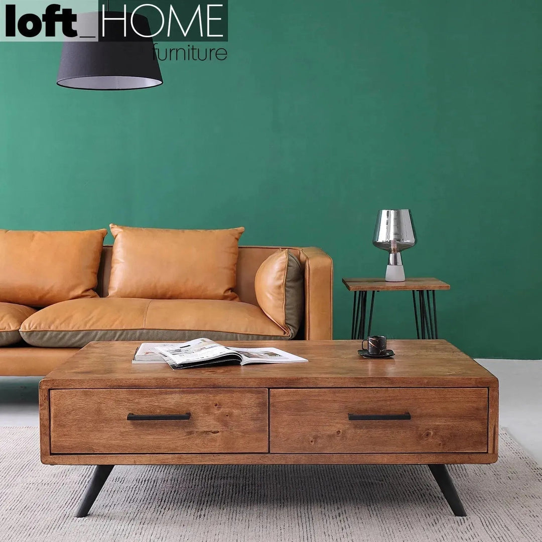 Industrial Rubber Wood Coffee Table SERB