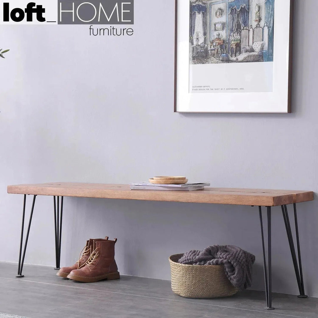 Industrial Rubber Wood Dining Bench DOVETAIL