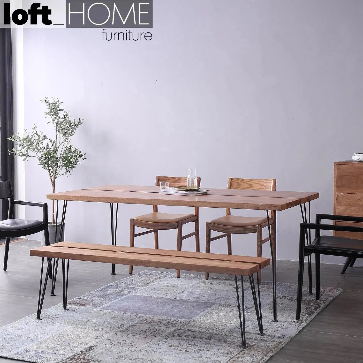 Industrial Rubber Wood Dining Table DOVETAIL – Loft Home US