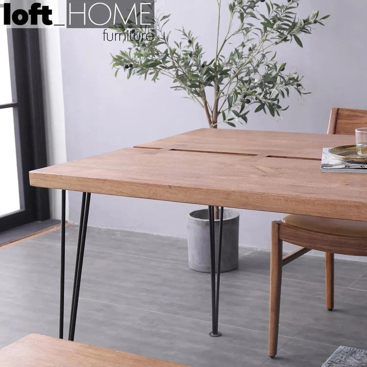 Industrial Rubber Wood Dining Table DOVETAIL