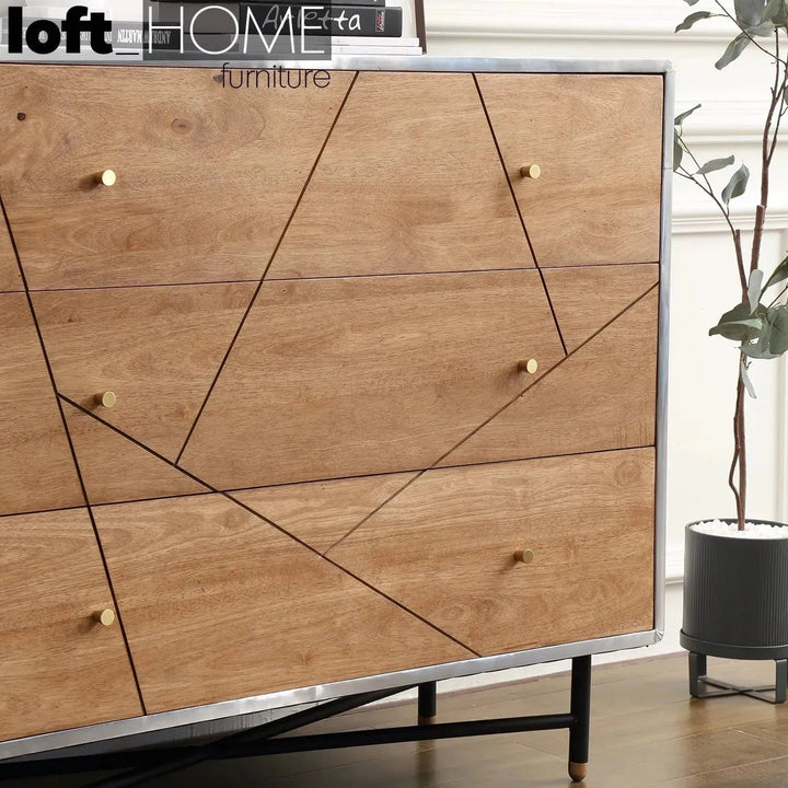 Industrial Rubber Wood Drawer Cabinet SILVER