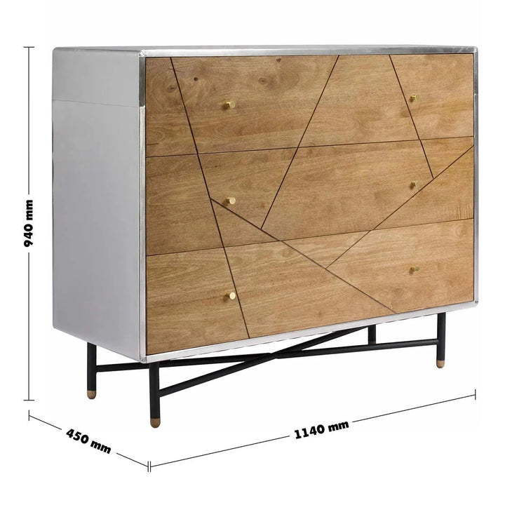 Industrial Rubber Wood Drawer Cabinet SILVER