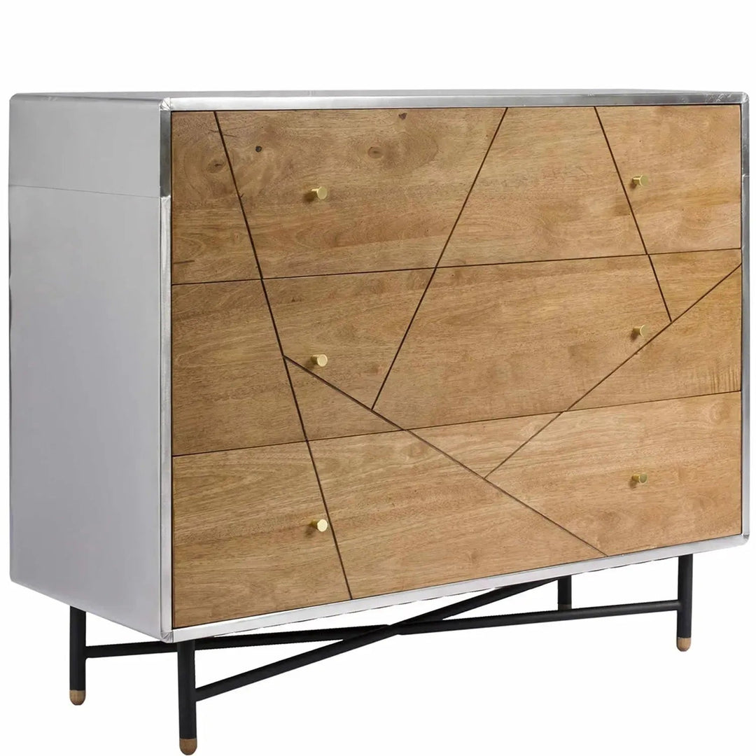 Industrial Rubber Wood Drawer Cabinet SILVER