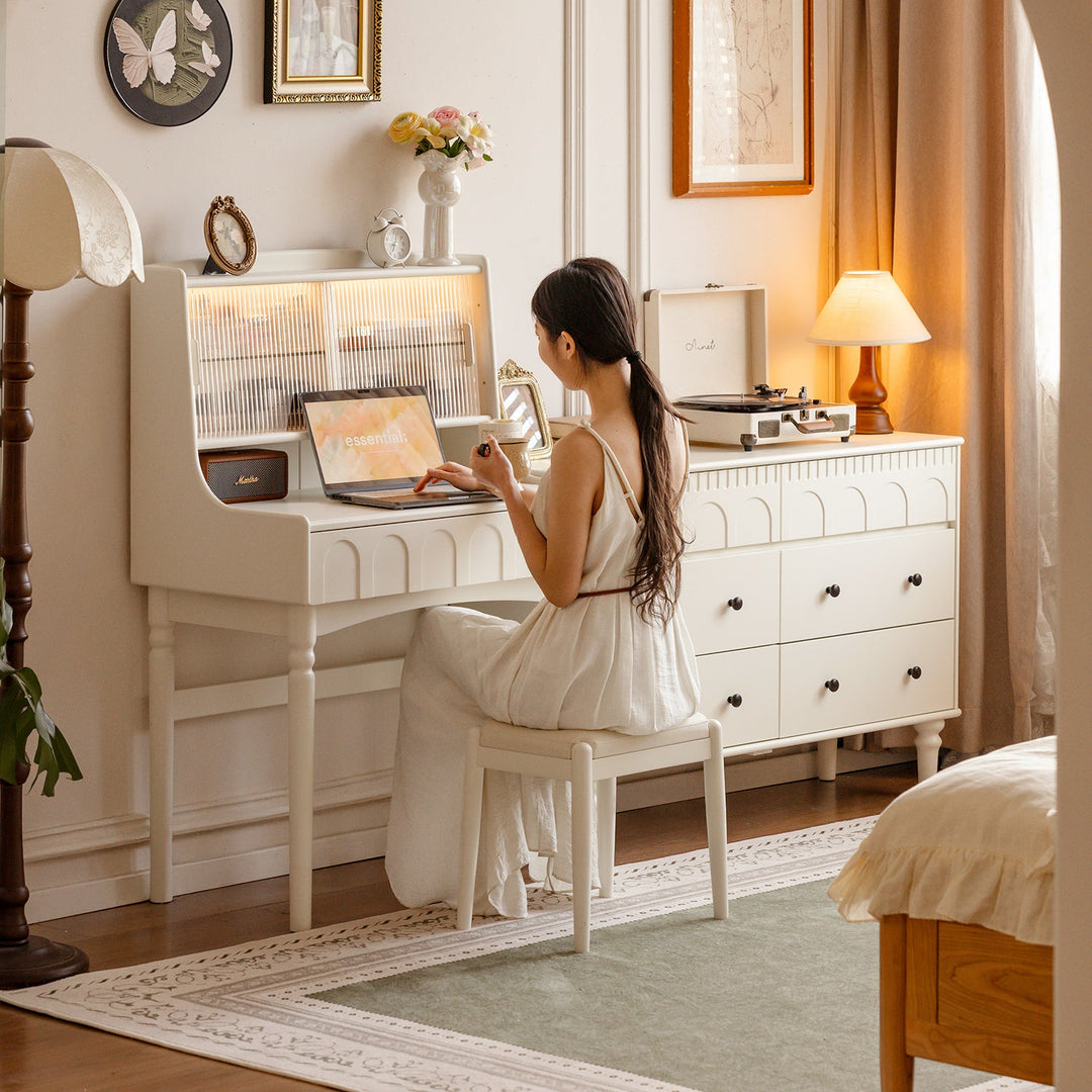 Vintage rubber wood dressing table anna with context.
