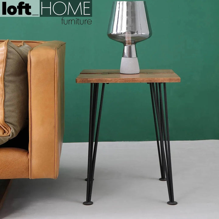 Industrial Rubber Wood Side Table DOVETAIL