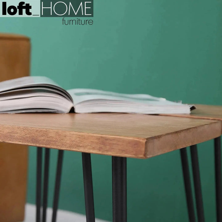 Industrial Rubber Wood Side Table DOVETAIL