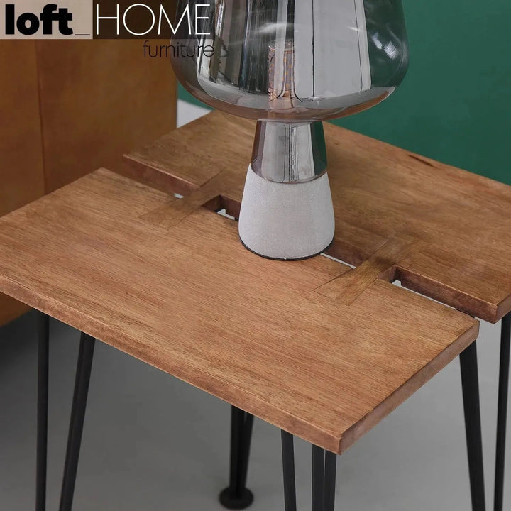 Industrial Rubber Wood Side Table DOVETAIL