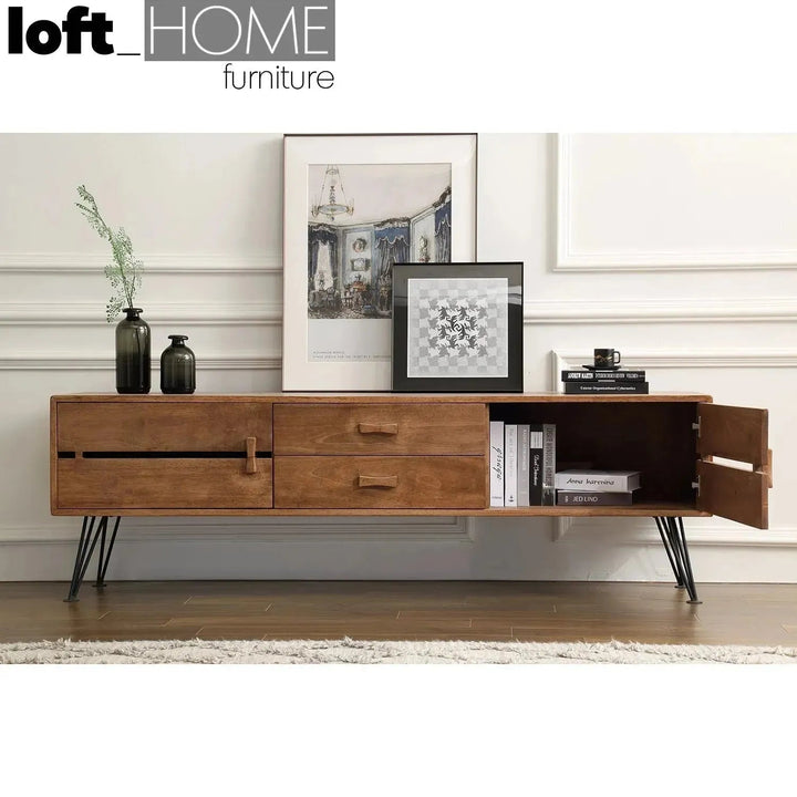 Industrial Rubber Wood TV Console DOVETAIL