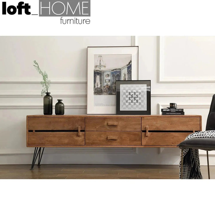 Industrial Rubber Wood TV Console DOVETAIL