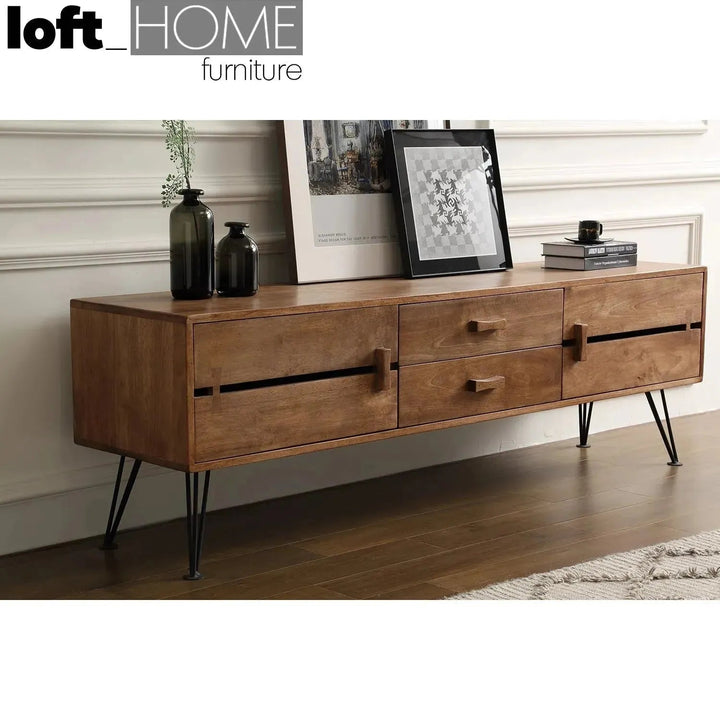 Industrial Rubber Wood TV Console DOVETAIL