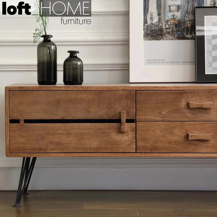 Industrial Rubber Wood TV Console DOVETAIL