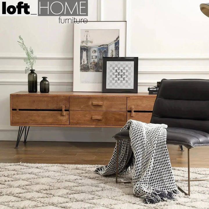 Industrial Rubber Wood TV Console DOVETAIL