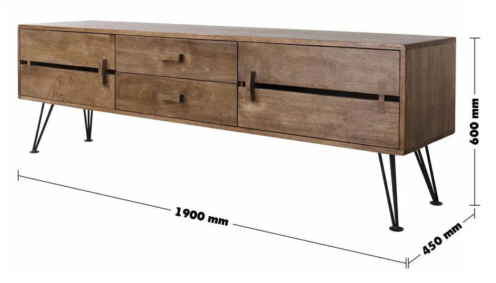 Industrial Rubber Wood TV Console DOVETAIL