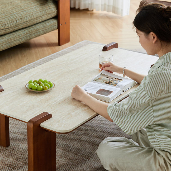 Bauhaus sintered stone coffee table roma in close up details.