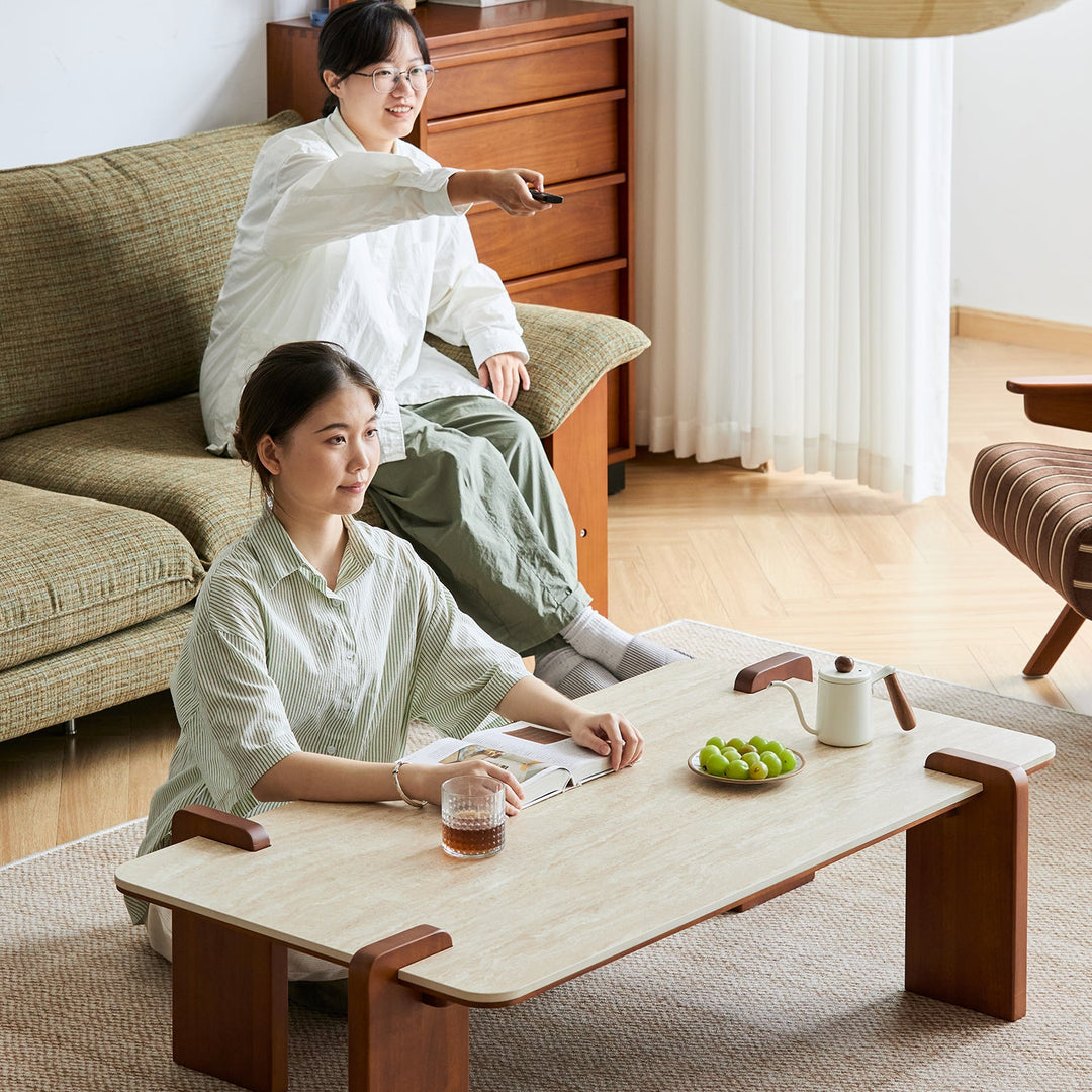 Bauhaus sintered stone coffee table roma in panoramic view.
