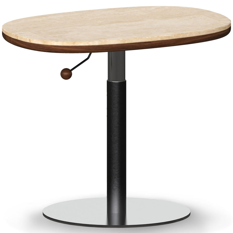 Vintage sintered stone height adjustable side table roman in white background.