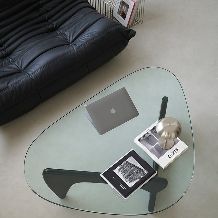 Bauhaus tempered glass coffee table noguchi in still life.