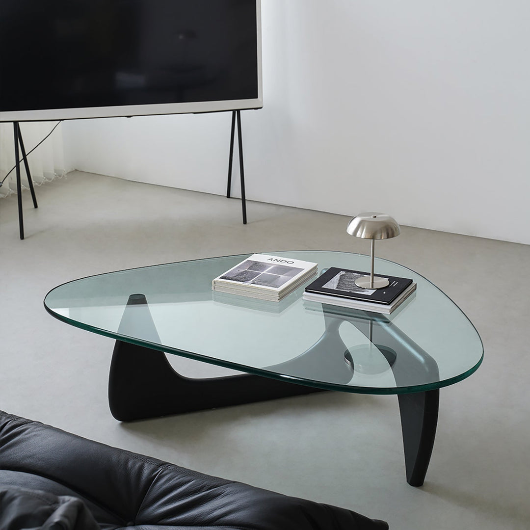 Bauhaus tempered glass coffee table noguchi primary product view.
