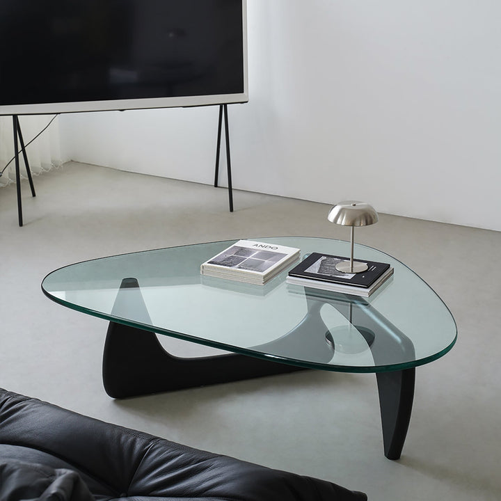 Bauhaus tempered glass coffee table noguchi primary product view.