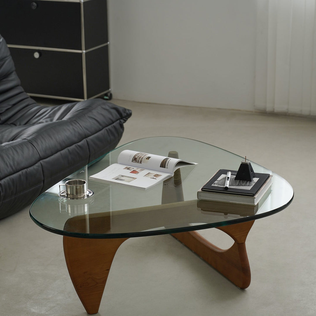 Bauhaus tempered glass coffee table noguchi material variants.