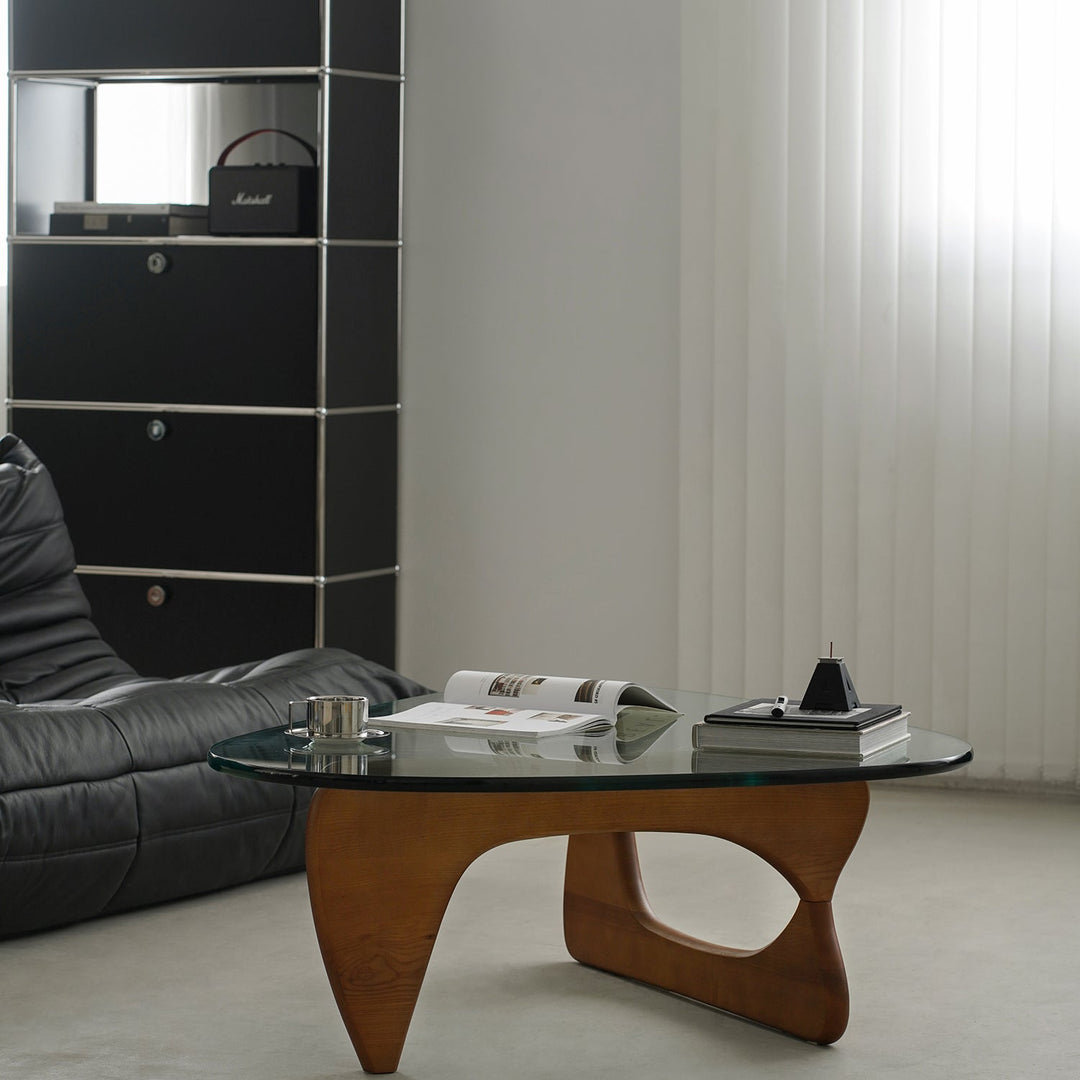 Vintage tempered glass coffee table noguchi in real life style.