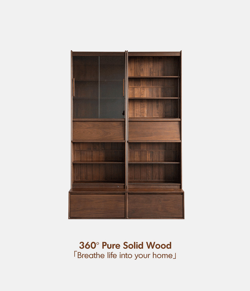 Japandi Walnut Wood Bookshelf VISTA More Details and Instruction_2
