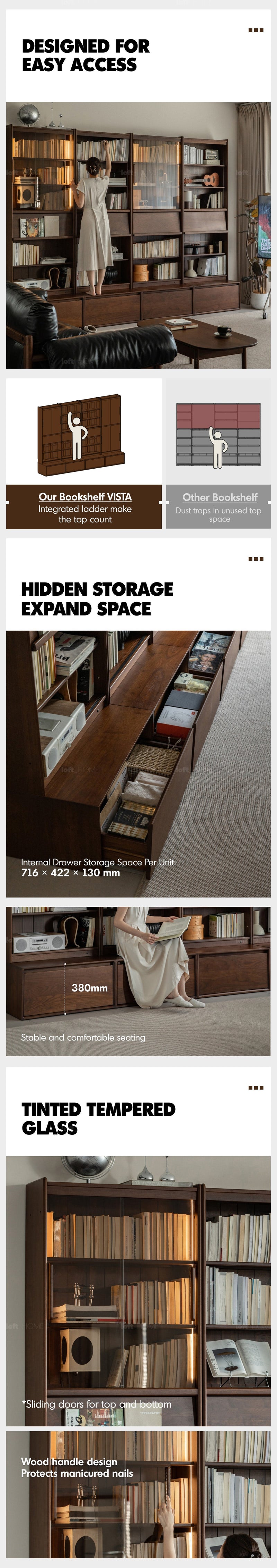 Japandi Walnut Wood Bookshelf VISTA More Details and Instruction_9