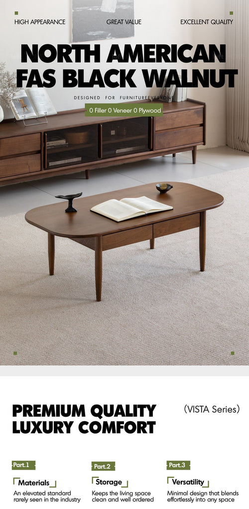 Vintage Walnut Wood Coffee Table VISTA Good to Know Preview-1