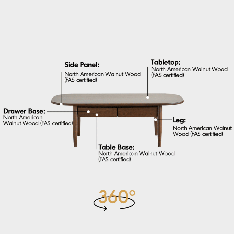 Vintage Walnut Wood Coffee Table VISTA More Details and Instruction_2