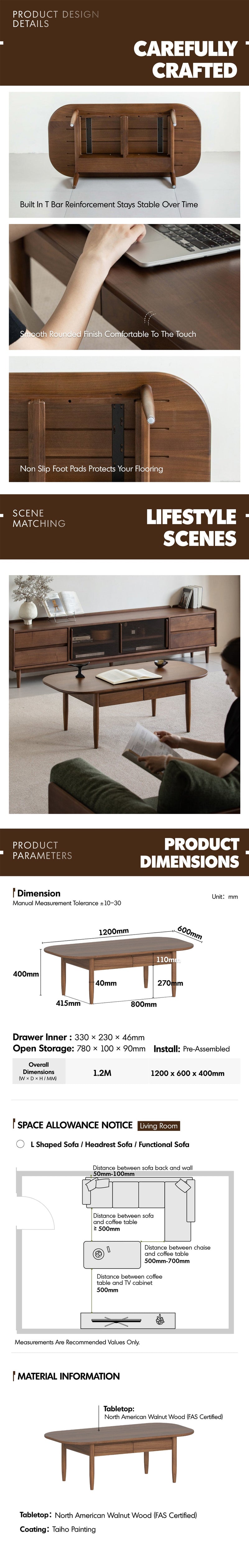 Vintage Walnut Wood Coffee Table VISTA More Details and Instruction_6