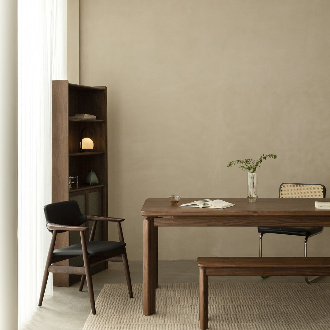 Vintage walnut wood dining bench riverin color swatches.