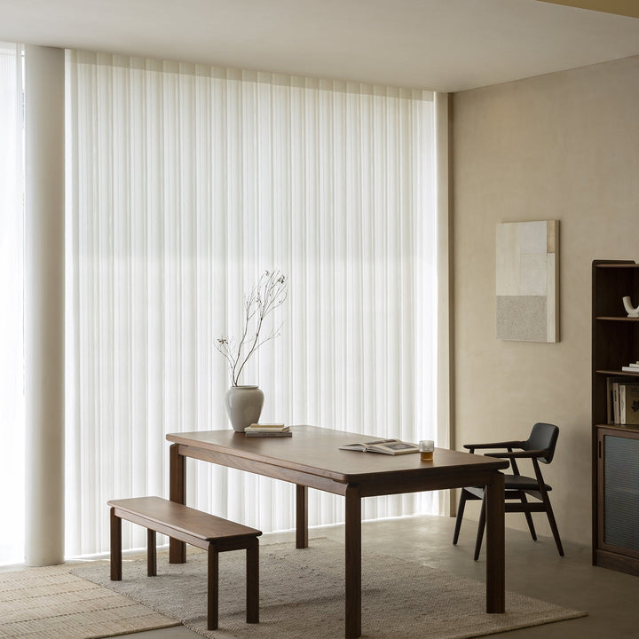 Vintage walnut wood dining bench riverin material variants.