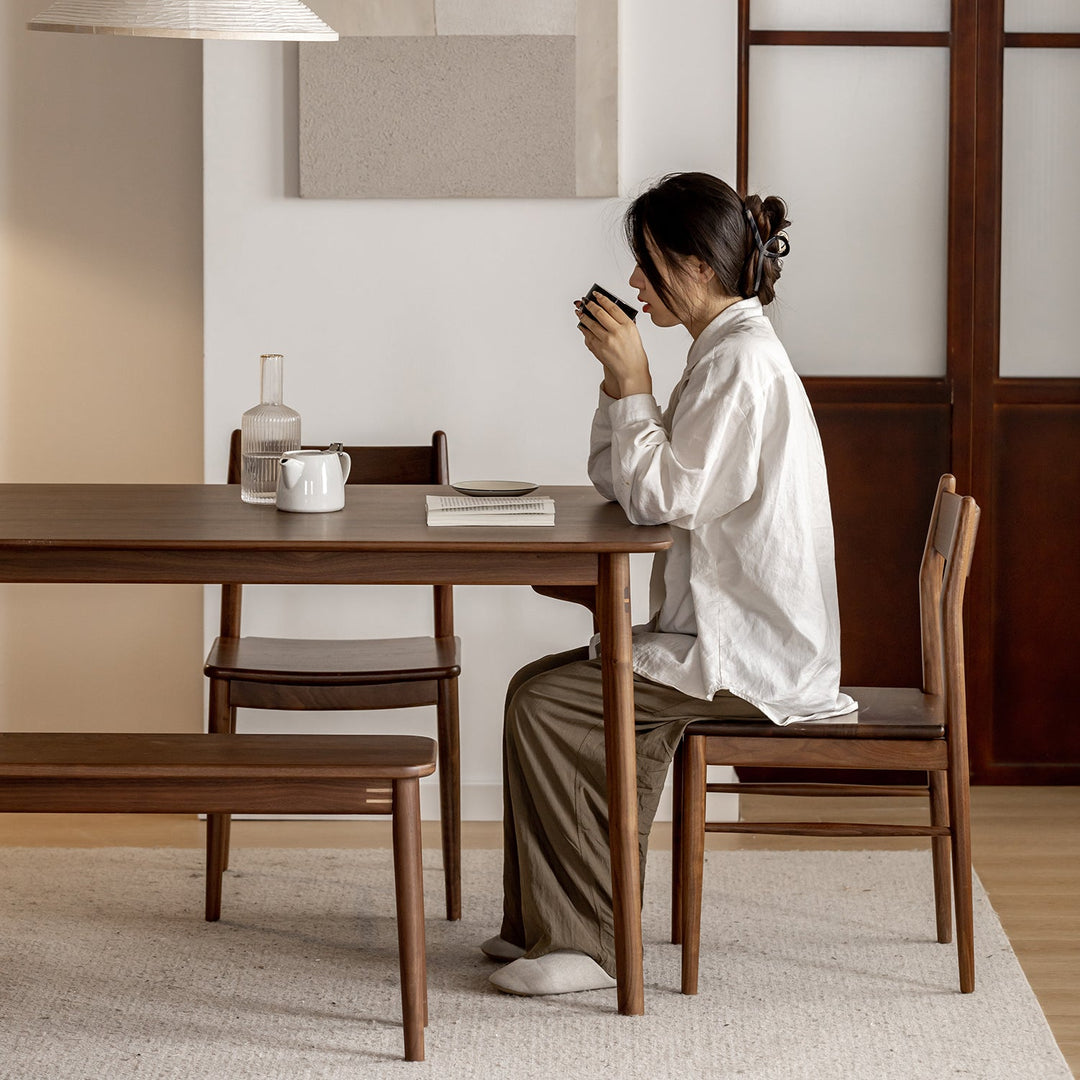 Vintage walnut wood dining chair chrono color swatches.